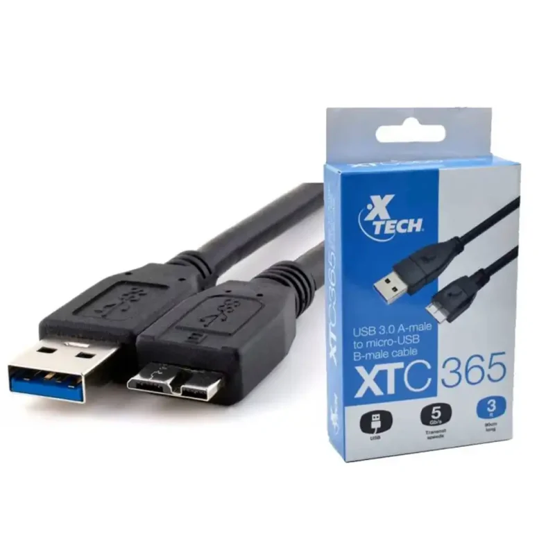 XTech XTC-365 USB 3.0 A-male to micro-USB B-male cable 3ft