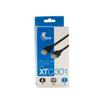 XTech USB 2.0 A-male to A-female cable  6ft