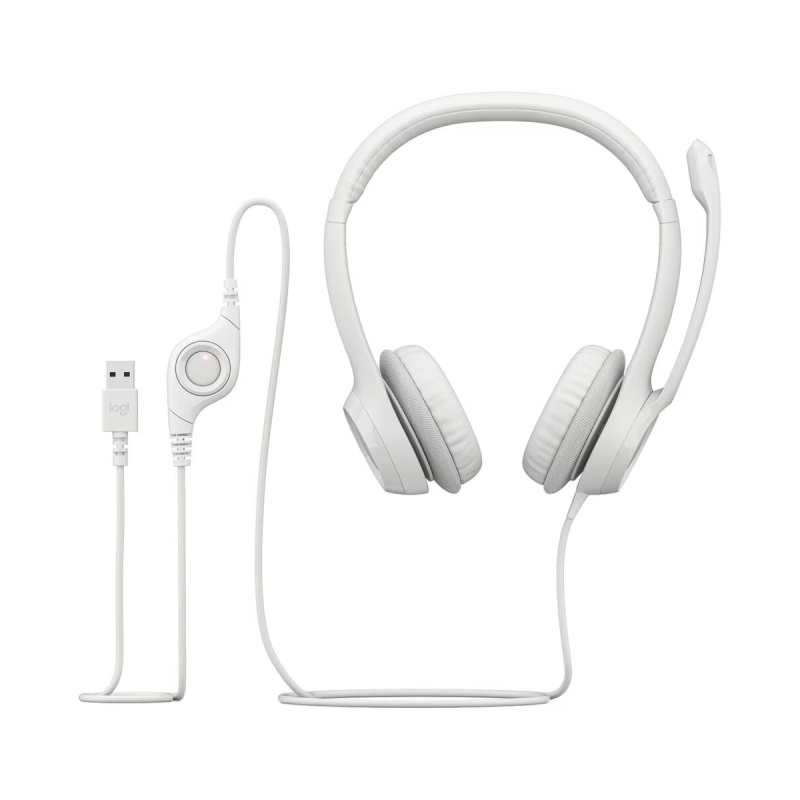 Logitech H390 USB Computer Headset - White