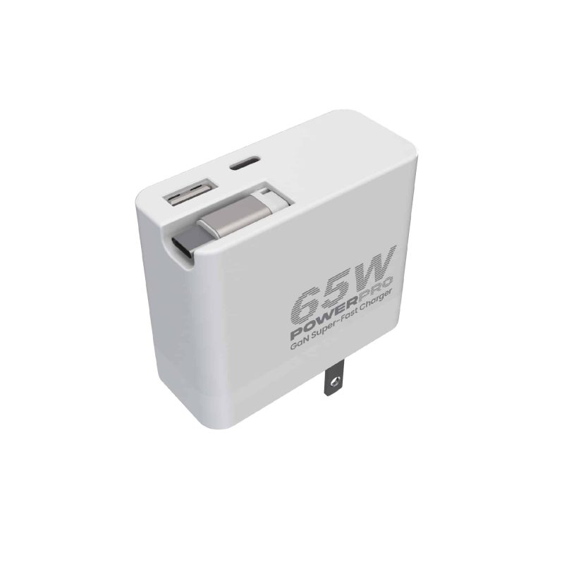 Unno PowerPro Retractable Cable Dual Port Gan Wall Charger