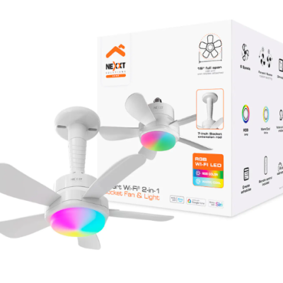 Nexxt Smart Wi-Fi 2 in 1 Socket Fan and Light