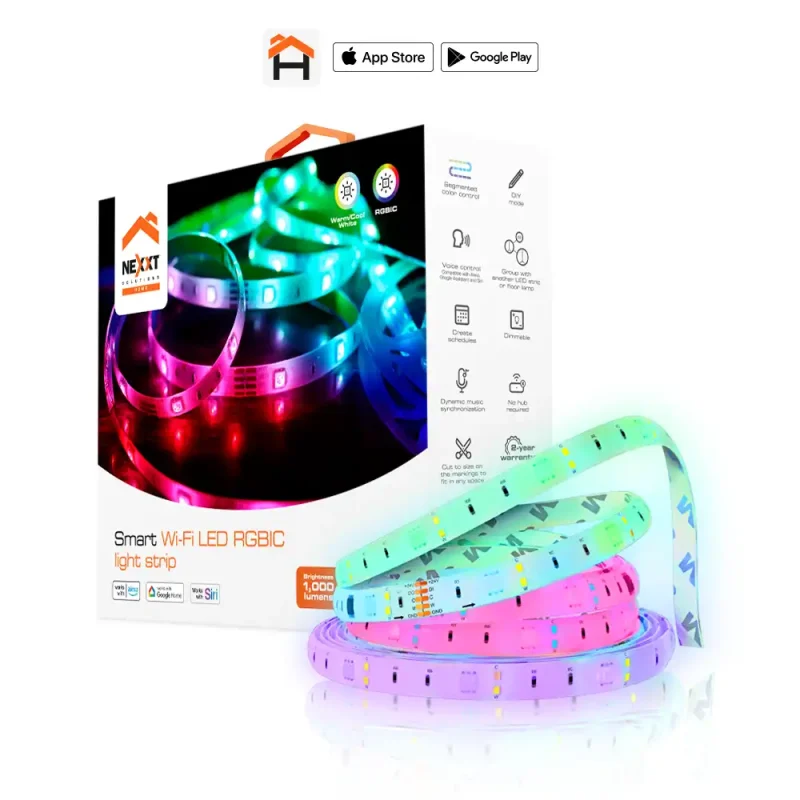 Nexxt Home Smart Wi-Fi RGBIC LED Light Strip